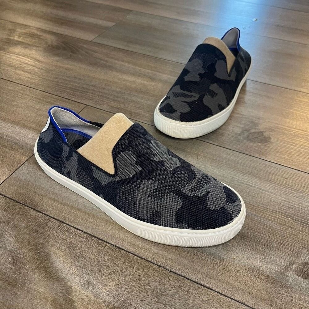 Rothys The Sneaker Dark Grey Camo Slip On Shoes Womens 7 Sustainable Knit